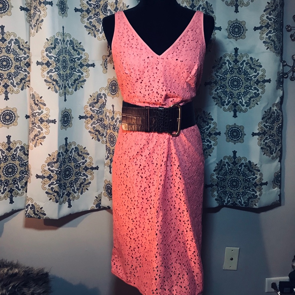 ANN TAYLOR Pink Floral Sheath Dress - Picture 1 of 8